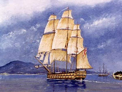 HMS Calcutta and the Store ship Ocean
