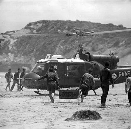 RAAF Helicopter involved in the search for Prime Minister Harold Holt at Cheviot Beach