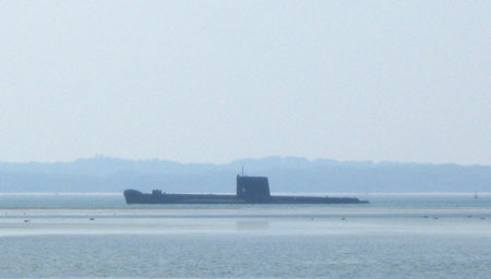 Oberon Class Submarine at anchor off Wolley's Beach