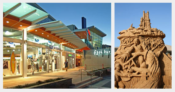 Bayside Shopping Centre and a Sandsculpture at Frankston on the Mornington Peninsula